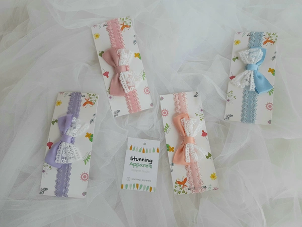 Lace Work Bow Hairband (4 Piece)