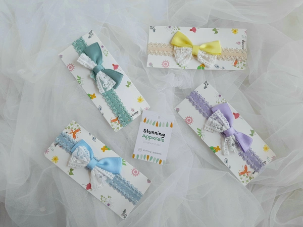 Lace Work Bow Hairband (4 Piece)