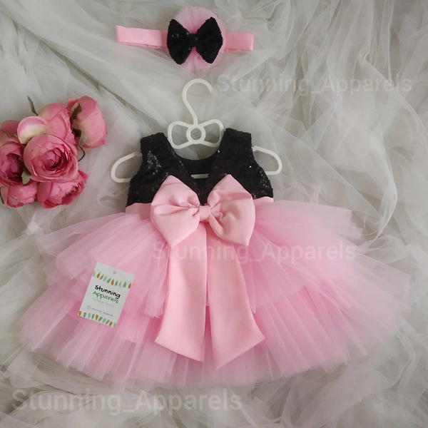 Baby Pink Layered Classy Partywear Frock 