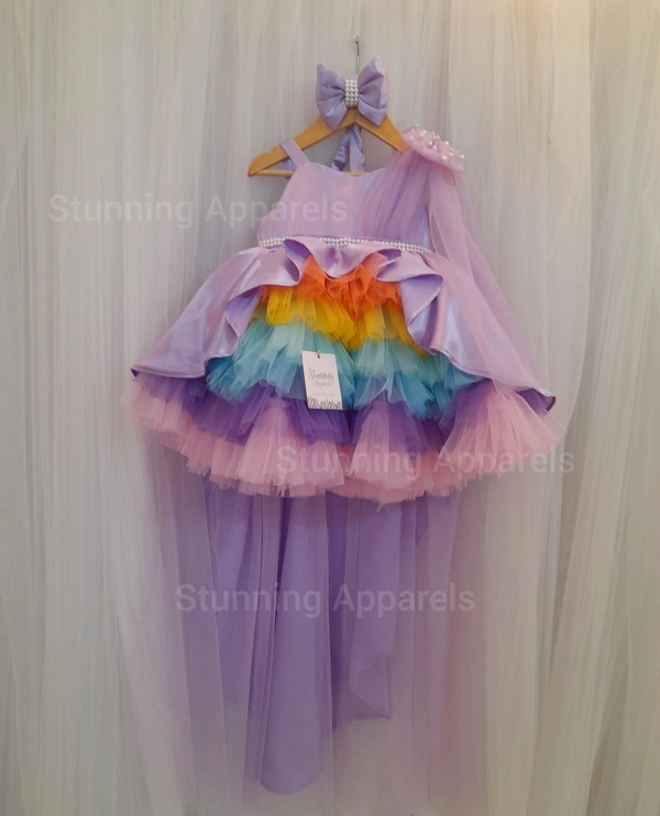 Designer High-low Multi Color Partywear  Frock 