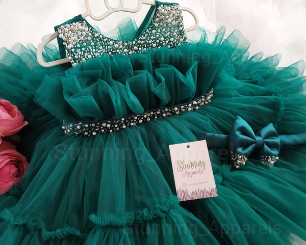 Premium Hand Beads Work Belted Ruffled Partywear 