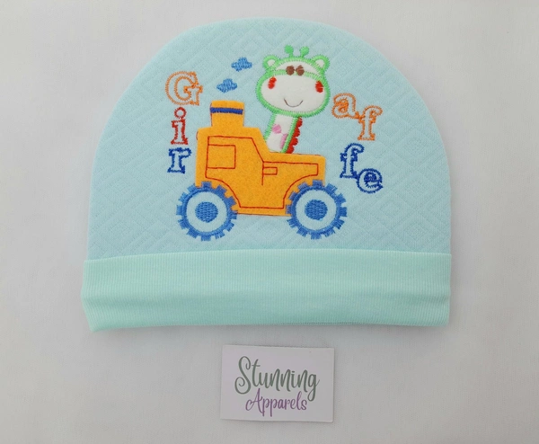 Embroidered Soft Baby Cap (0-6 Months)