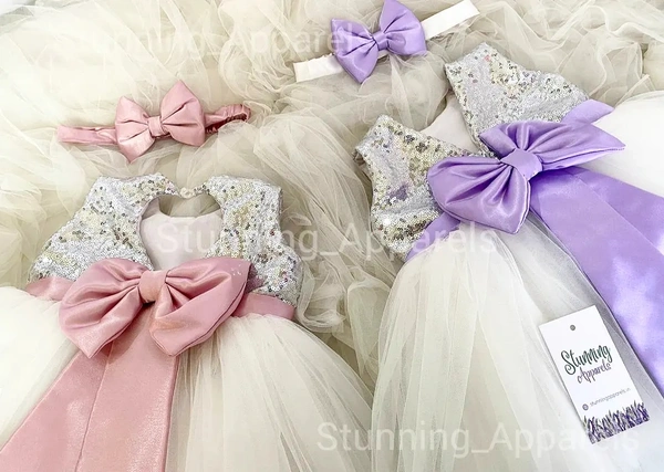 Dark Lavender And Peach Partywear Combo Dress