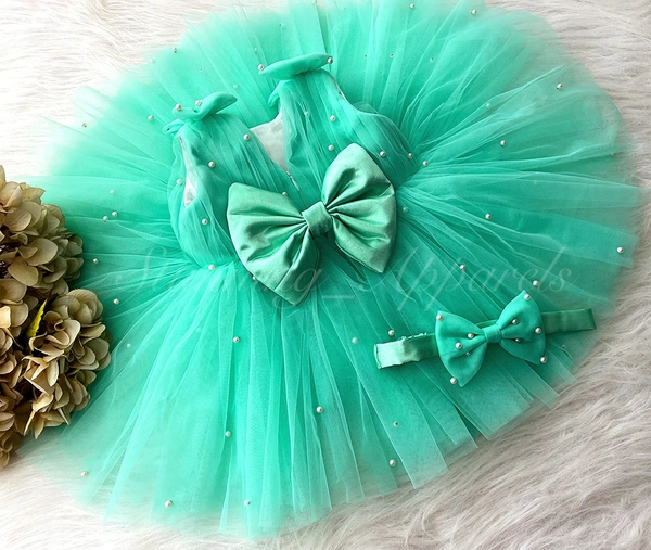 Pearls Work Sea Green Frock 
