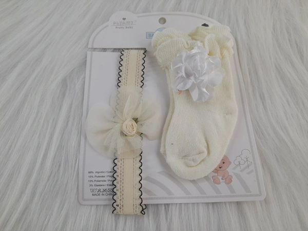 Cute Baby Socks And Headband (0-9 Months )