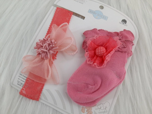 Cute Baby Socks And Headband (0-9 Months )