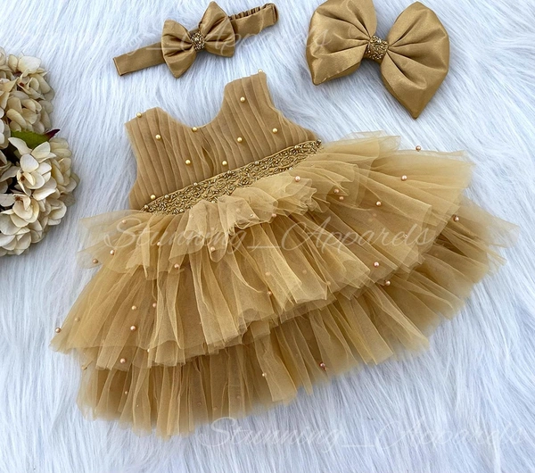 Golden Hand Work Partywear  Golden Frock 