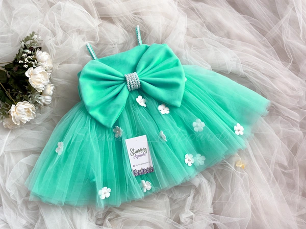 White Flower Strapped Sea Green 