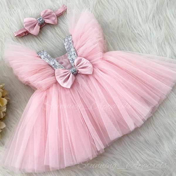 Wing Sleeves Partywear  Peach Frock 