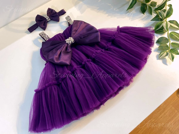 Sweetheart Neckline Had Work Partywear Purple Frock 