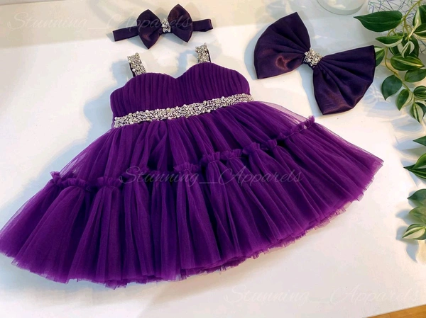 Sweetheart Neckline Had Work Partywear Purple Frock 