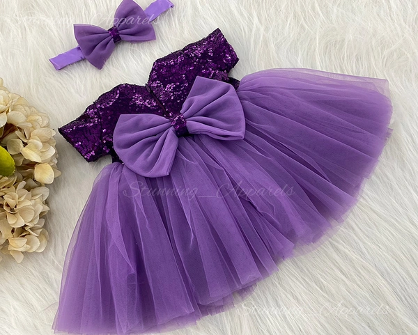 Cape Sleeves Partywear Lavender Frock 