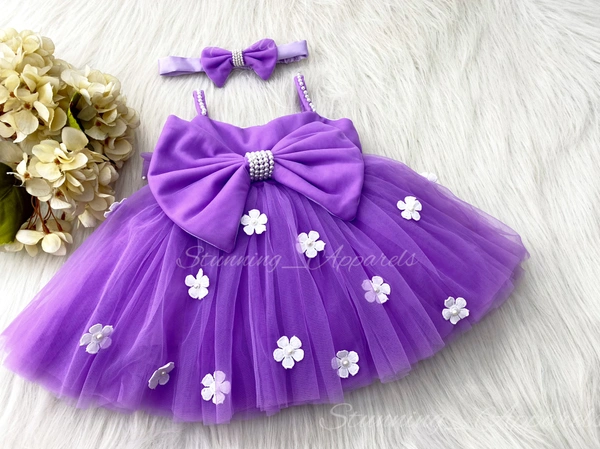 White Flower Work Strapped Partywear Lavender Ftovk 