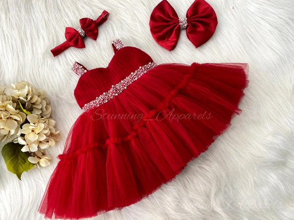 Sweetheart Hand Work Partywer Red Frock 