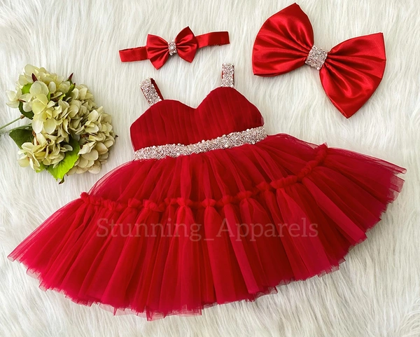 Sweetheart Hand Work Partywer Red Frock 