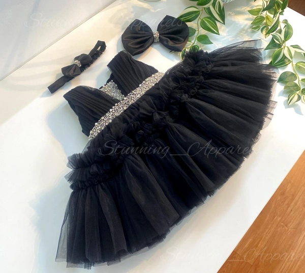 Designer Ruffled Partywear  Black Frock 