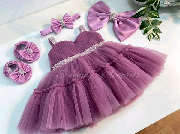 Sweetheart Hand Work Partywear  Dusty Pink Dress 