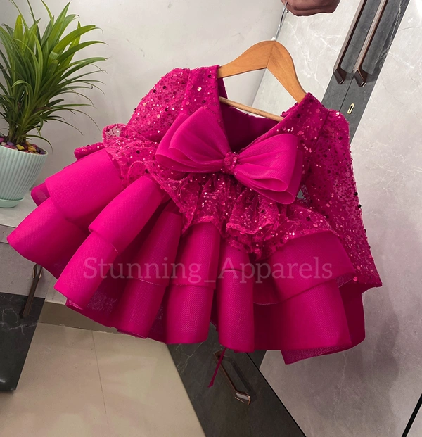 Designer Primium Partywear Magenta Frock