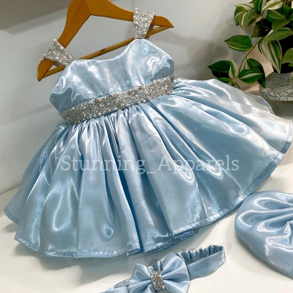 Designer Hand Work Pastel Blue Jimmy Chue  Dress 