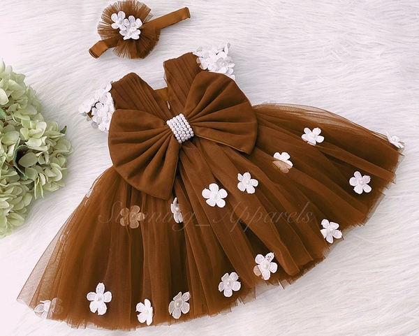 Cape Sleeves White Flower Work Iron Rust Dress