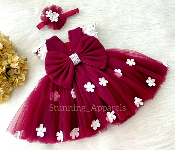 Cape Sleeves White Flowerw Ork Ruby Pink Dress 