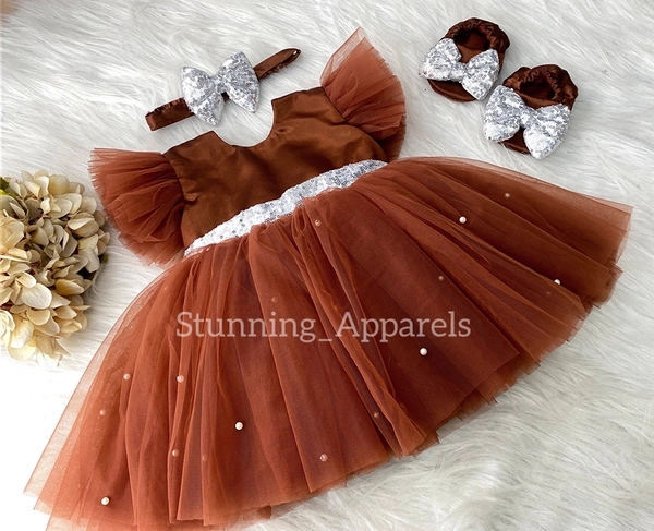 Silver Sequins Bow Iron Rust Dress 