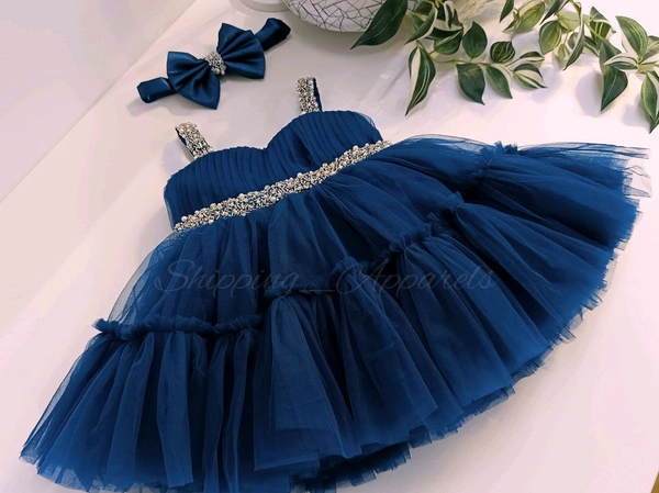 Sweetheart Neckline Hand Work Ruffled Teal Blue Dress 