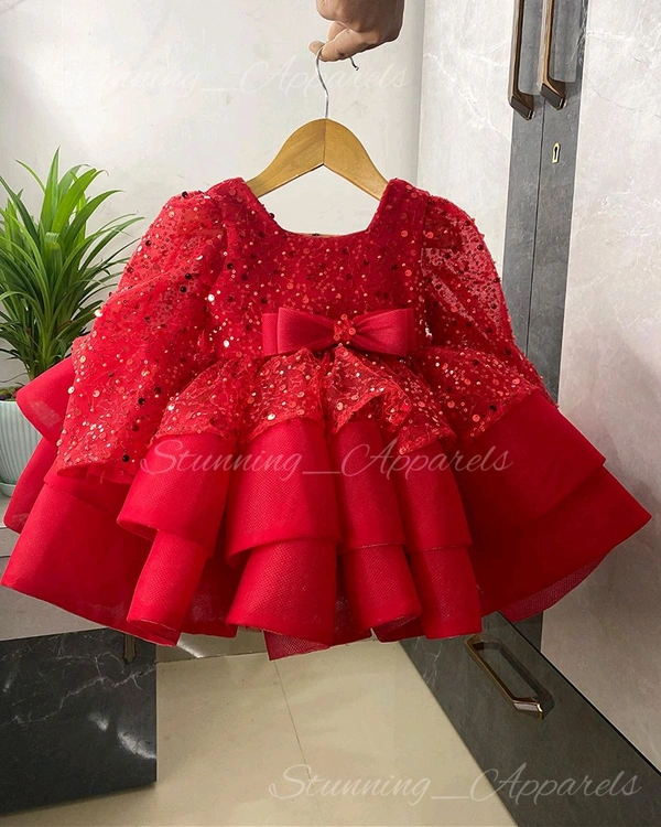 Designer Long Sleeves Bead Sequin Red Dress 