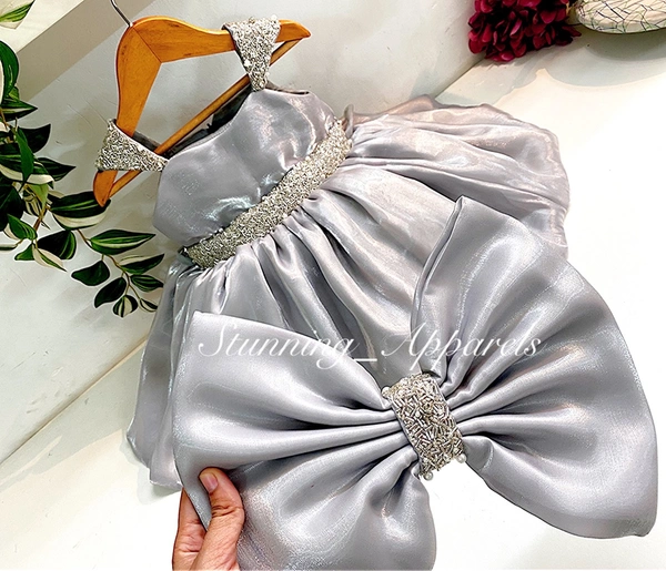 Designer Hand Work Jimmy Chue Gray Dress 