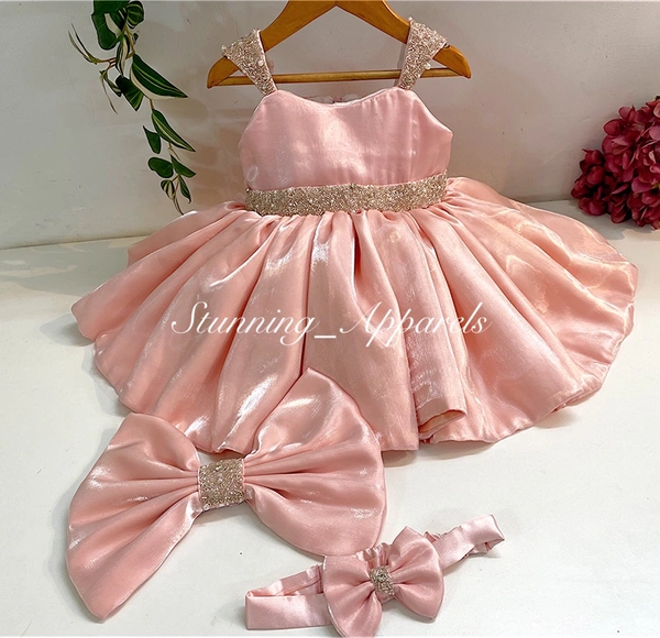 Designer Hand Work Jimmy Chue Light Peach Dress 