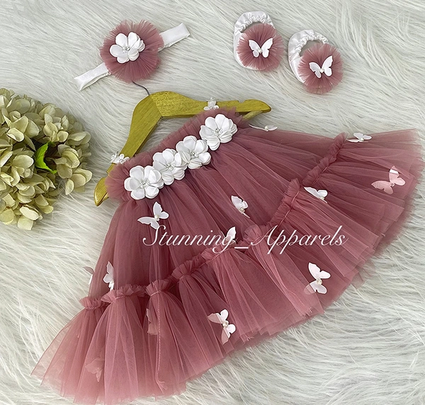 Butterfly Work Party Wear Brown Dres 