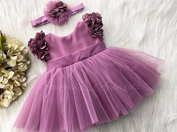 Cape Sleeves Flower Work Dusty Pink Dress 