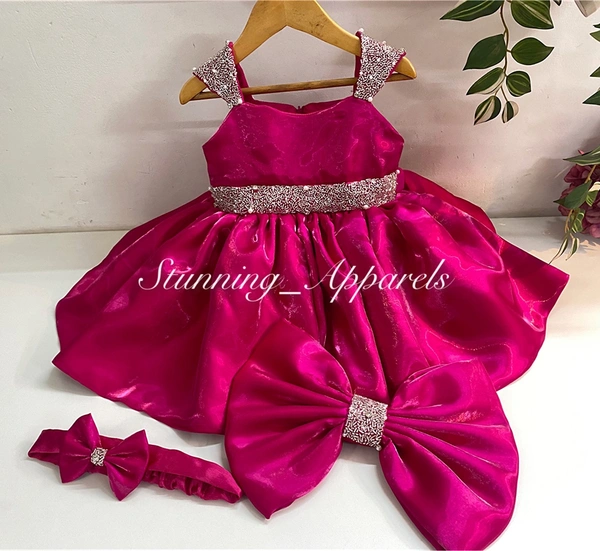 Designer Hand Work Jimmy Chu Magenta Pink Dress 