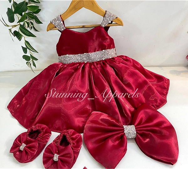 Designer Hand Work Jimmy Chu Ruby Red Dress 