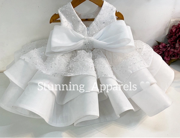 Designer Beads Sequins White Dress 