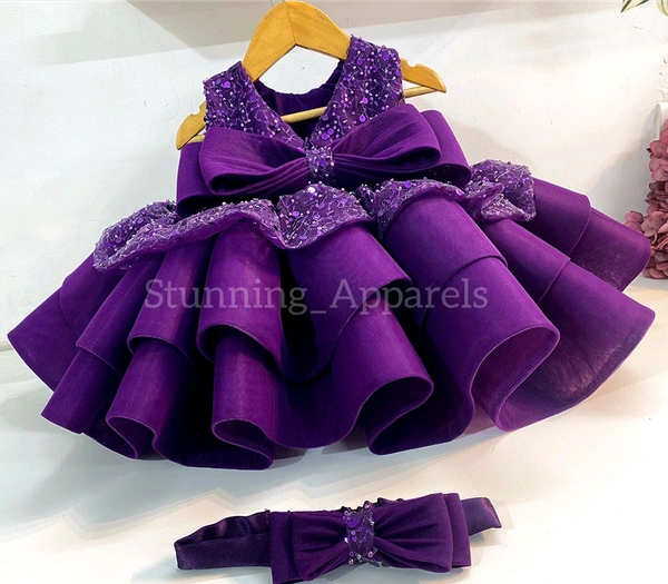 Designer Beads Sequins Purple Dress