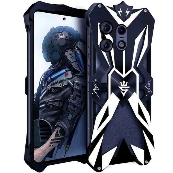 Motorola Moto Edge 50 Pro Bumper Cover Original Zimon Luxury Thor Heavy Duty Armor Metal Aluminum Phone Case  - Black, Motorola Moto Edge 50 Pro