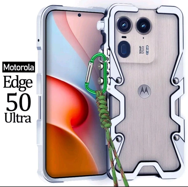 Motorola Edge 50 Ultra 6.7" Luxury Metal Aluminum Bumper Shockproof Hard Phone case - Silver