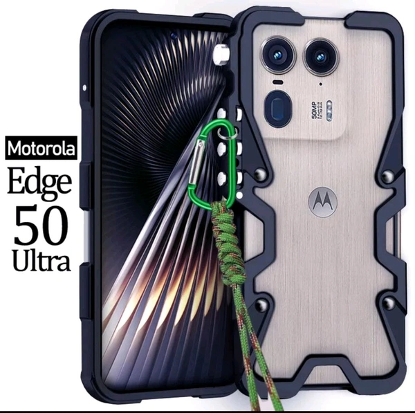 Motorola Edge 50 Ultra 6.7" Luxury Metal Aluminum Bumper Shockproof Hard Phone case - Black