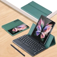 Samsung Galaxy Z Fold 4, Z Fold 3 Luxary Magnetic Folding Bluetooth Keyboard Leather Flip Case with Touch Keypad - Black