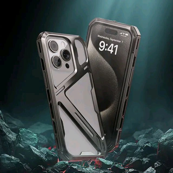 Titanium Alloy I Phone 15, I Phone 15 Pro, I Phone 15 Pro Max Unique High Quality Tough Armor Alluminum Metal Phone Case Cover   - Titanium Alloy Color, I Phone 15