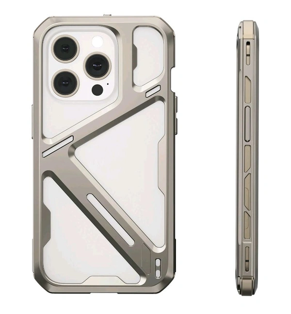Titanium Alloy I Phone 15, I Phone 15 Pro, I Phone 15 Pro Max Unique High Quality Tough Armor Alluminum Metal Phone Case Cover   - Titanium Alloy Color, I Phone 15 Pro Max