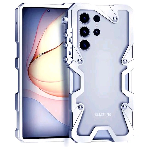 Aluminum Bumper High Quality Metal Crafted Back Cover Case For Samsung Galaxy S24 Ultra, Samsung Galaxy S23 Ultra, Samsung Galaxy S22 Ultra, Samsung Galaxy S21 Plus, Samsung Galaxy Note 20 Ultra, Samsung Galaxy S24 Plus, Samsung Galaxy S23 Plus, Samsung Galaxy S22 Plus, Samsung Galaxy S23 FE - Silver, Samsung Galaxy S24 Ultra