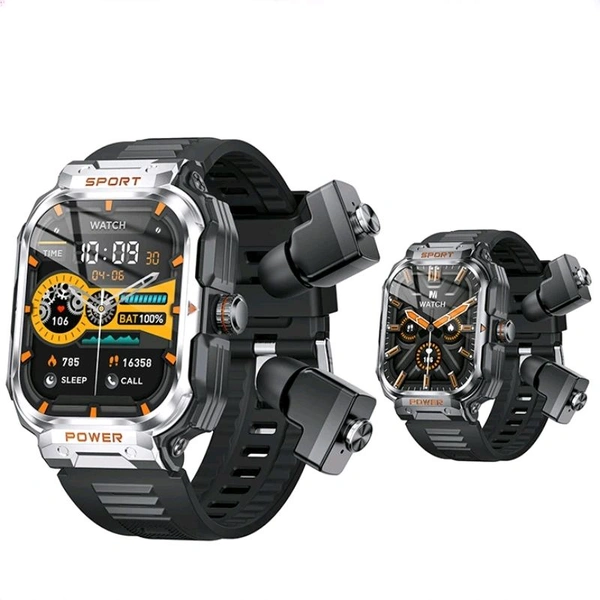 GT55 Inbuilt TWS BT Earphone 2.1 Inch Touch Screen sport NFC Health Smart Watch With Dustproof Waterproof Smart Watch - Silver, ✈️📦 DELIVERY by 12 to 15+ Days