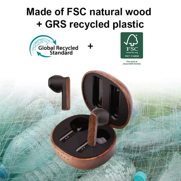 Eco Friendly Certified Wood Semi-in-Ear TWS Wireless Earbuds Crafted Choice For Audio Enthusiasts - Walnut Wood, ✈️📦 DELIVERY by 12 to 15+ Days