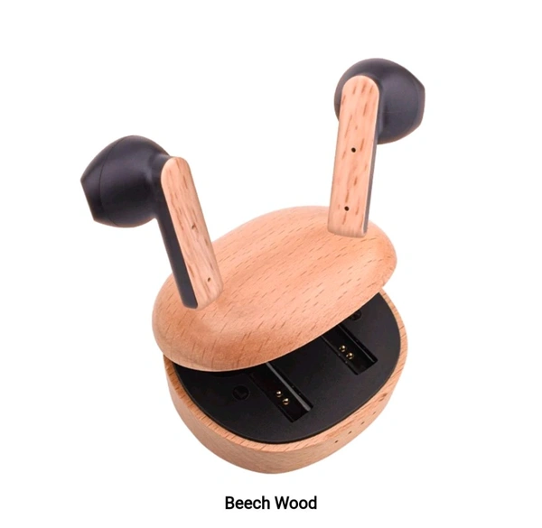 Eco Friendly Certified Wood Semi-in-Ear TWS Wireless Earbuds Crafted Choice For Audio Enthusiasts - Beach Wood