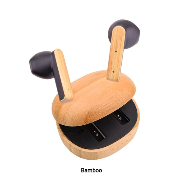 Eco Friendly Certified Wood Semi-in-Ear TWS Wireless Earbuds Crafted Choice For Audio Enthusiasts - Bamboo Wood