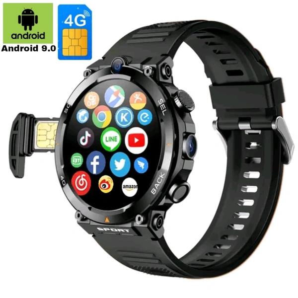 H10 Android 4G Sim Smart Watch Support Dual Camera Video Call Camera NFC 4+64 GB 900Mah Battery Men Waterproof Smart Watch - Black, ✈️📦 DELIVERY by 12 to 15+ Days