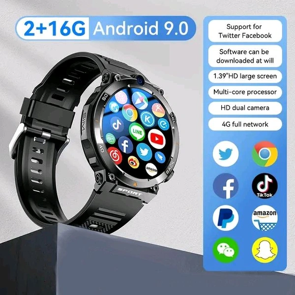 H10 Android 4G Sim Smart Watch Support Dual Camera Video Call Camera NFC 4+64 GB 900Mah Battery Men Waterproof Smart Watch - Black, ✈️📦 DELIVERY by 12 to 15+ Days