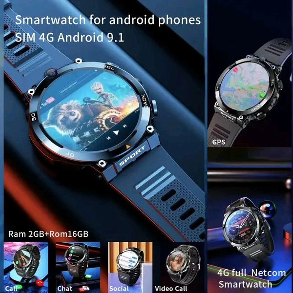 H10 Android 4G Sim Smart Watch Support Dual Camera Video Call Camera NFC 4+64 GB 900Mah Battery Men Waterproof Smart Watch - Black, ✈️📦 DELIVERY by 12 to 15+ Days
